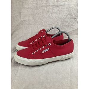 Superga Canvas Sneakers Red EUR 39.5 US Women 8.5 White
